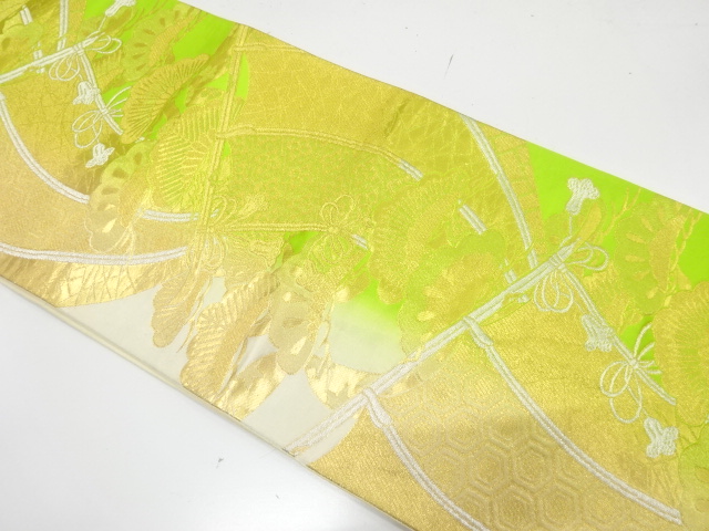 JAPANESE KIMONO / ANTIQUE FUKURO OBI / SILK / WOVEN KICHO PATTERN